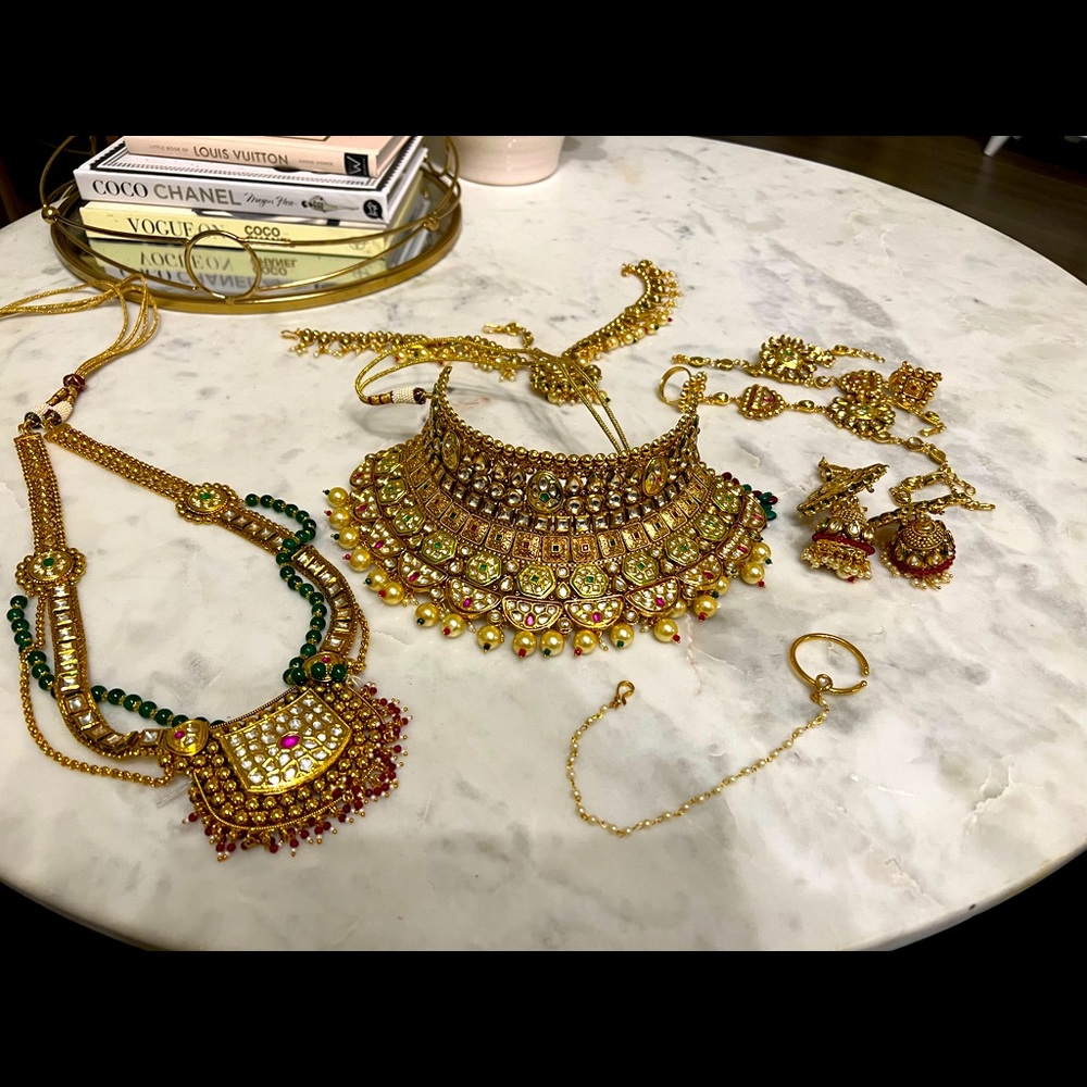 Indian Bridal jewelry 7 piece set highest quality 24k gold plated